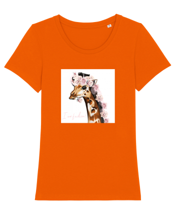 Giraffe with Roses Bright Orange