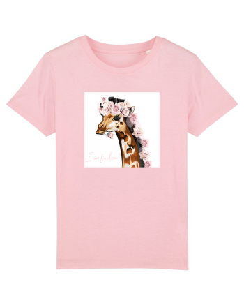 Giraffe with Roses Cotton Pink