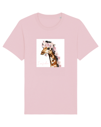 Giraffe with Roses Cotton Pink