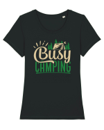 Busy camping Tricou mânecă scurtă guler larg fitted Damă Expresser