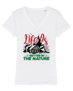 Life is better in the nature Tricou mânecă scurtă guler V Damă Evoker