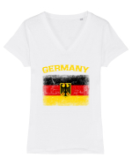 Germany vintage flag Tricou mânecă scurtă guler V Damă Evoker