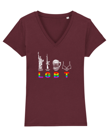 Liberty, Guns, Beer, Tits Burgundy