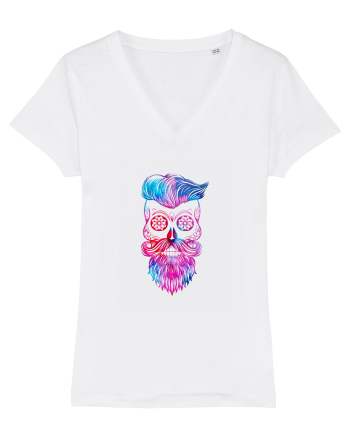Funky Hipster Skull White