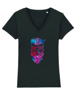 Funky Hipster Skull Tricou mânecă scurtă guler V Damă Evoker