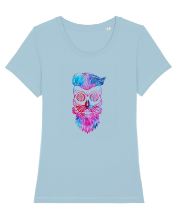 Funky Hipster Skull Sky Blue