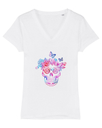 Funky Her Skull Tricou mânecă scurtă guler V Damă Evoker