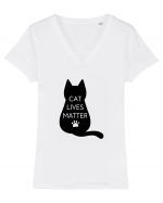 Cat Lives Matter Tricou mânecă scurtă guler V Damă Evoker