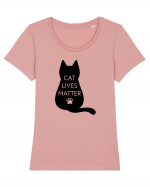 Cat Lives Matter Tricou mânecă scurtă guler larg fitted Damă Expresser