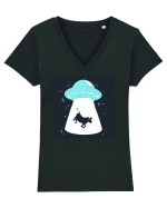 OZN Albastru Tricou mânecă scurtă guler V Damă Evoker