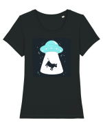 OZN Albastru Tricou mânecă scurtă guler larg fitted Damă Expresser