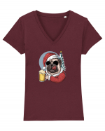 Cool Christmas Pug Tricou mânecă scurtă guler V Damă Evoker