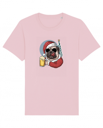 Cool Christmas Pug Cotton Pink