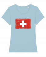 Switzerland Tricou mânecă scurtă guler larg fitted Damă Expresser