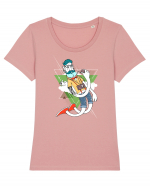 Hipster Cartoon Tricou mânecă scurtă guler larg fitted Damă Expresser