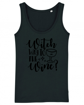 Witch way to the wine Halloween Black