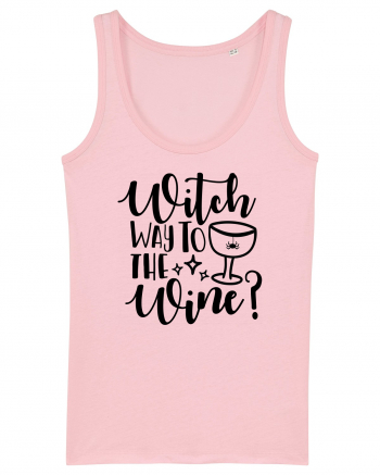 Witch way to the wine Halloween Cotton Pink