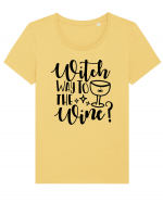 Witch way to the wine Halloween Tricou mânecă scurtă guler larg fitted Damă Expresser