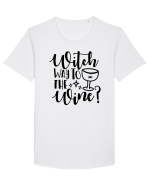Witch way to the wine Halloween Tricou mânecă scurtă guler larg Bărbat Skater