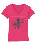 Caracatita cu Planete Tricou mânecă scurtă guler V Damă Evoker