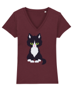 Pisica Neagra Halloween 5 Tricou mânecă scurtă guler V Damă Evoker