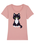 Pisica Neagra Halloween 5 Tricou mânecă scurtă guler larg fitted Damă Expresser