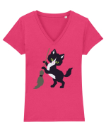 Pisica Neagra Halloween 6 Tricou mânecă scurtă guler V Damă Evoker