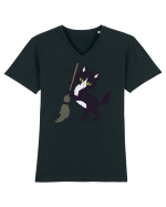 Pisica Neagra Halloween 6 Tricou mânecă scurtă guler V Bărbat Presenter