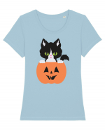 Pisica Neagra Halloween 8 Tricou mânecă scurtă guler larg fitted Damă Expresser