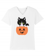 Pisica Neagra Halloween 8 Tricou mânecă scurtă guler V Bărbat Presenter