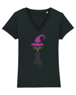 Pisica Neagra Halloween 10 Tricou mânecă scurtă guler V Damă Evoker