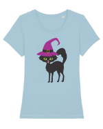 Pisica Neagra Halloween 11 Tricou mânecă scurtă guler larg fitted Damă Expresser