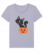 Pisica Neagra Halloween 13 Tricou mânecă scurtă guler larg fitted Damă Expresser