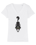 Pisica Neagra Halloween 16 Tricou mânecă scurtă guler V Damă Evoker