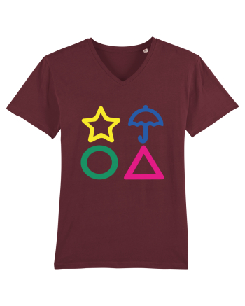 Circle Triangle Star and Umbrella Squid Game Burgundy