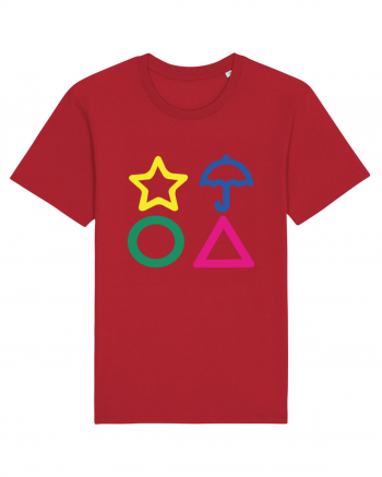 Circle Triangle Star and Umbrella Squid Game Red