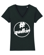 Qudkin Logo pentru fani Tricou mânecă scurtă guler V Damă Evoker