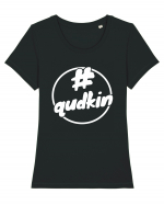 Qudkin Logo pentru fani Tricou mânecă scurtă guler larg fitted Damă Expresser