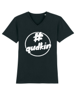 Qudkin Vintage Logo pentru fani Tricou mânecă scurtă guler V Bărbat Presenter