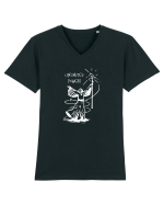 Cool Wizard Doing Magic - Unlimited Power! Tricou mânecă scurtă guler V Bărbat Presenter