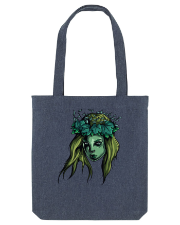 Green Beauty Girl Face Midnight Blue