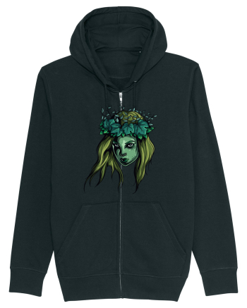 Green Beauty Girl Face Black