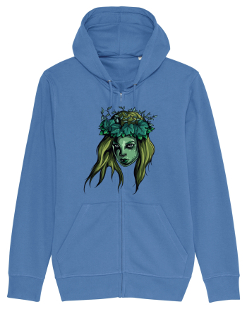 Green Beauty Girl Face Bright Blue