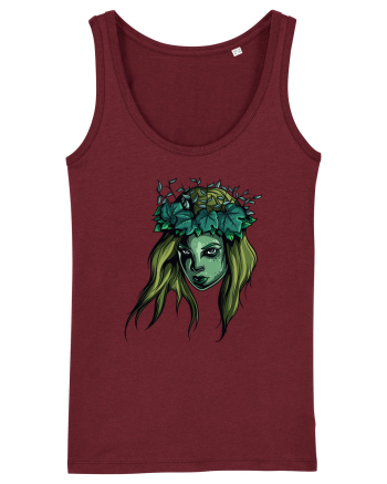 Green Beauty Girl Face Burgundy