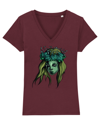 Green Beauty Girl Face Burgundy