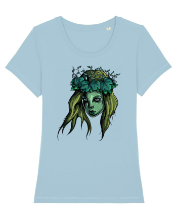 Green Beauty Girl Face Sky Blue