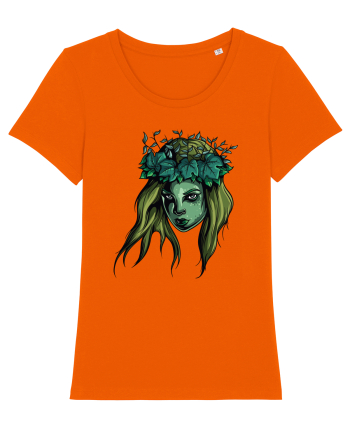Green Beauty Girl Face Bright Orange