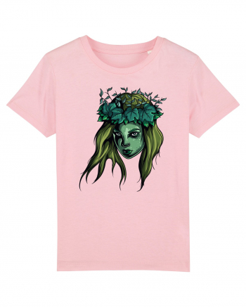 Green Beauty Girl Face Cotton Pink