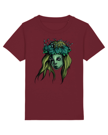 Green Beauty Girl Face Burgundy