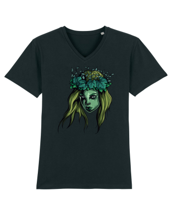 Green Beauty Girl Face Black